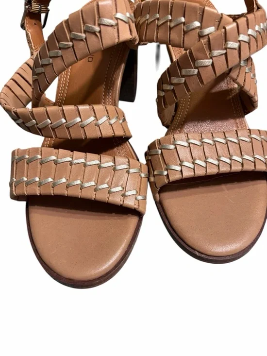 Lucky Brand Braided Tan Leather Sandals with Beige Accent - Picture 2 of 11